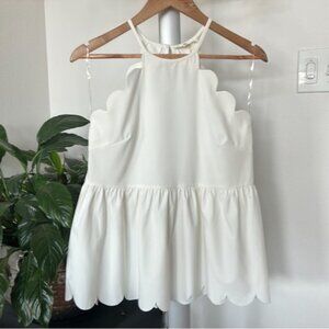 Entro Scalloped Babydoll Tank Top/Blouse/Shirt Sz S White